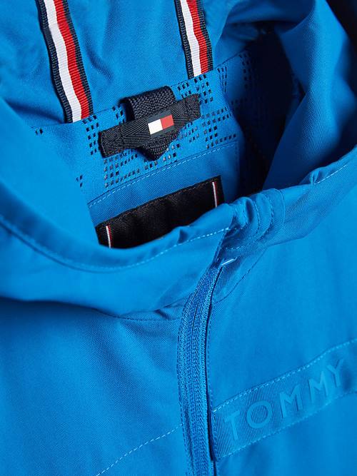 Blue Tommy Hilfiger Logo Tape Zip-Thru Parka Boys' Jackets | TH562EYO