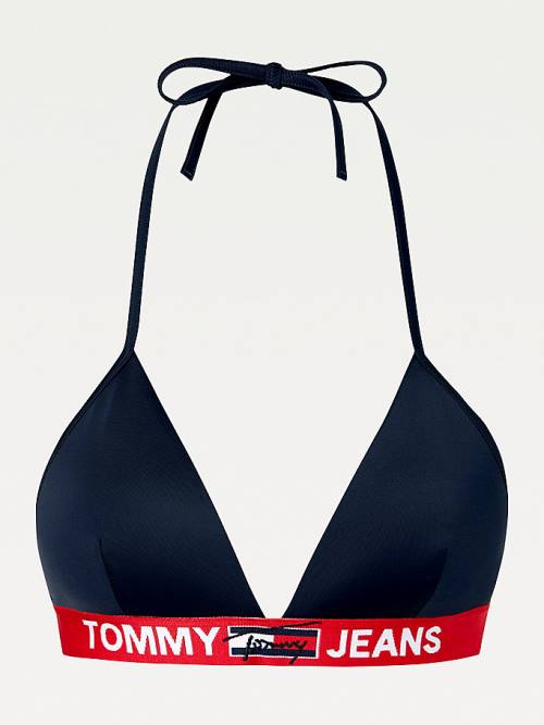 Blue Tommy Hilfiger Logo Underband Triangle Bikini Top Women's Swimwear | TH604GQB