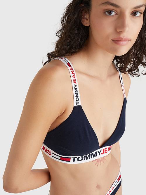 Blue Tommy Hilfiger Logo Underband Triangle Bra Women's Underwear | TH901XMQ