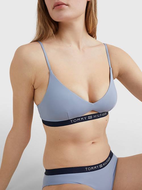 Blue Tommy Hilfiger Logo Waistband Bikini Bralette Women's Swimwear | TH847SNP