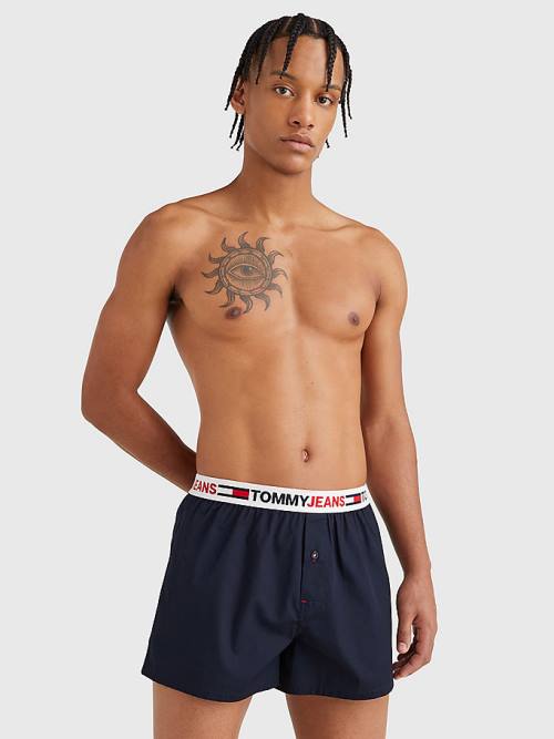 Blue Tommy Hilfiger Logo Waistband Boxer Shorts Men's Underwear | TH704PSZ