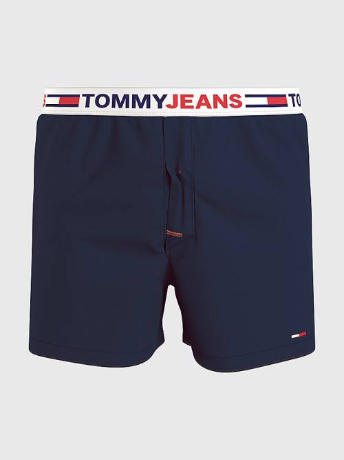 Blue Tommy Hilfiger Logo Waistband Boxer Shorts Men's Underwear | TH704PSZ