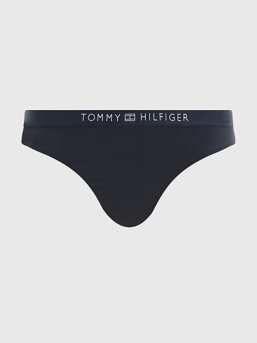 Blue Tommy Hilfiger Logo Waistband Brazilian Bikini Bottoms Women\'s Swimwear | TH190OVW