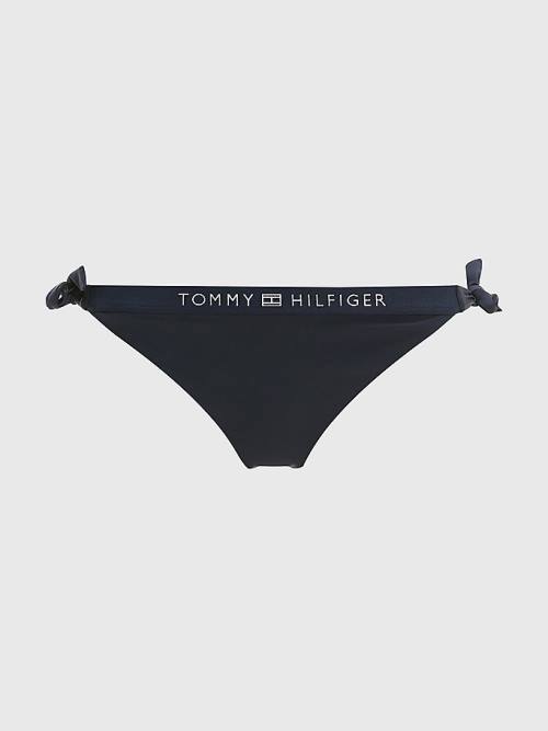 Blue Tommy Hilfiger Logo Waistband Cheeky Fit Bikini Bottoms Women's Swimwear | TH027ODK