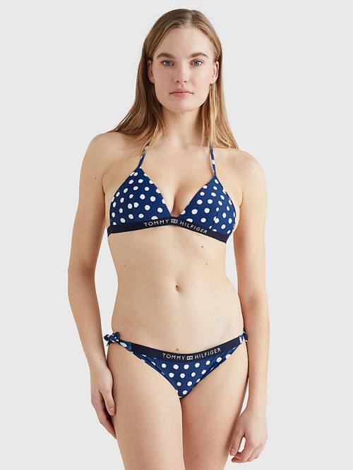 Blue Tommy Hilfiger Logo Waistband Cheeky Fit Bikini Bottoms Women's Swimwear | TH580TMK