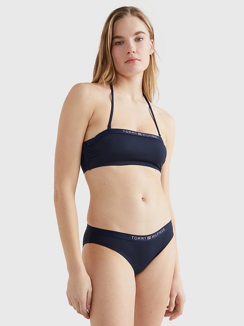 Blue Tommy Hilfiger Logo Waistband Classic Bikini Bottoms Women's Swimwear | TH735TKB