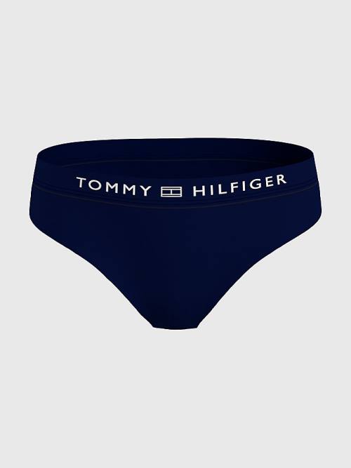 Blue Tommy Hilfiger Logo Waistband Classic Bikini Bottoms Women's Swimwear | TH735TKB