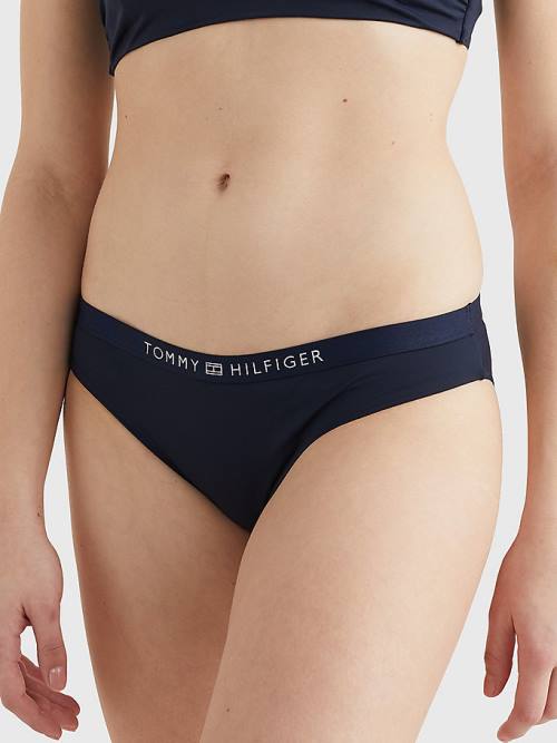 Blue Tommy Hilfiger Logo Waistband Classic Bikini Bottoms Women\'s Swimwear | TH735TKB