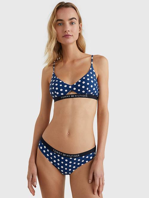 Blue Tommy Hilfiger Logo Waistband Classic Bikini Bottoms Women's Swimwear | TH829JHL