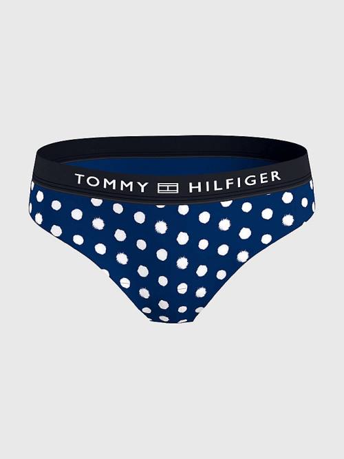 Blue Tommy Hilfiger Logo Waistband Classic Bikini Bottoms Women's Swimwear | TH829JHL