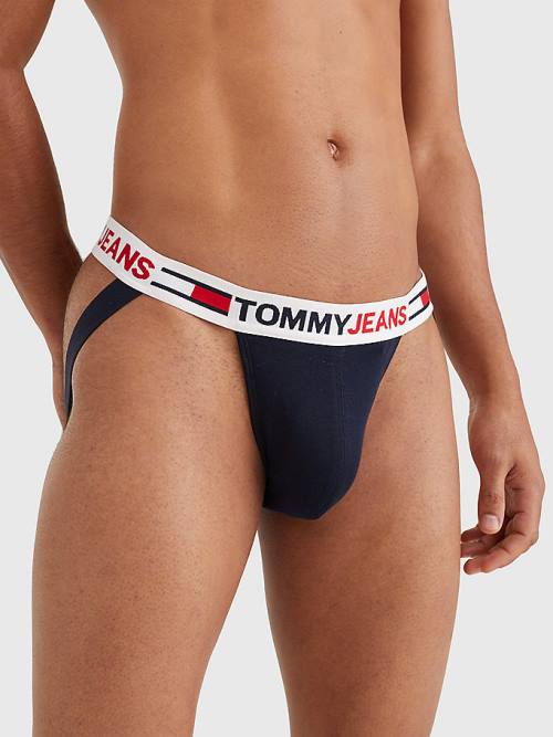 Blue Tommy Hilfiger Logo Waistband Jockstrap Men's Underwear | TH208QMG