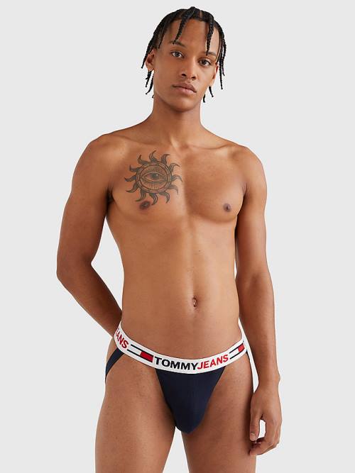 Blue Tommy Hilfiger Logo Waistband Jockstrap Men\'s Underwear | TH208QMG