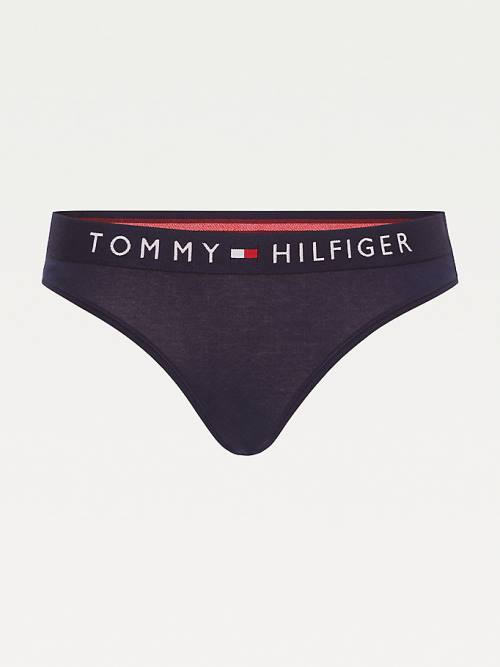 Blue Tommy Hilfiger Logo Waistband Stretch Cotton Briefs Women's Underwear | TH907WYR