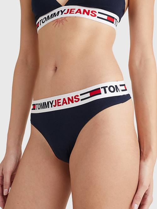 Blue Tommy Hilfiger Logo Waistband Thong Women\'s Underwear | TH860EAO