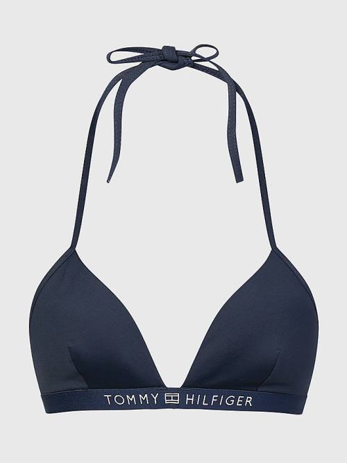 Blue Tommy Hilfiger Logo Waistband Triangle Bikini Top Women's Swimwear | TH938YPD