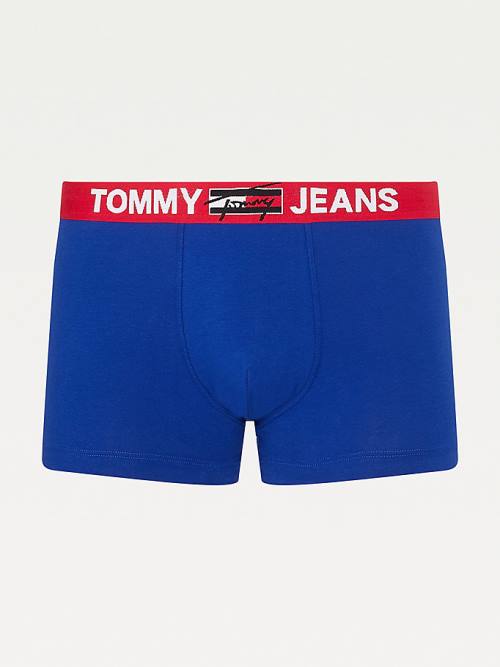 Blue Tommy Hilfiger Logo Waistband Trunks Men's Underwear | TH507XJK