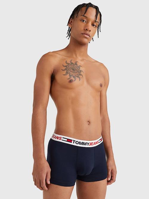 Blue Tommy Hilfiger Logo Waistband Trunks Men's Underwear | TH537WHJ