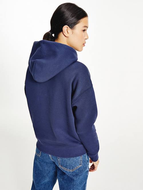 Blue Tommy Hilfiger Logo Women's Hoodie | TH384WKV