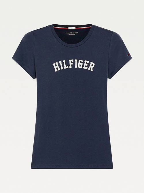 Blue Tommy Hilfiger Logo Women's T Shirts | TH017QCA