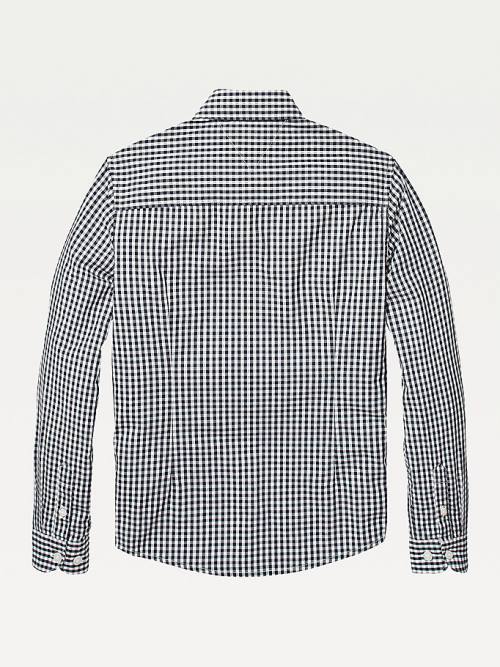 Blue Tommy Hilfiger Long Sleeve Gingham Boys' Shirts | TH370YIV