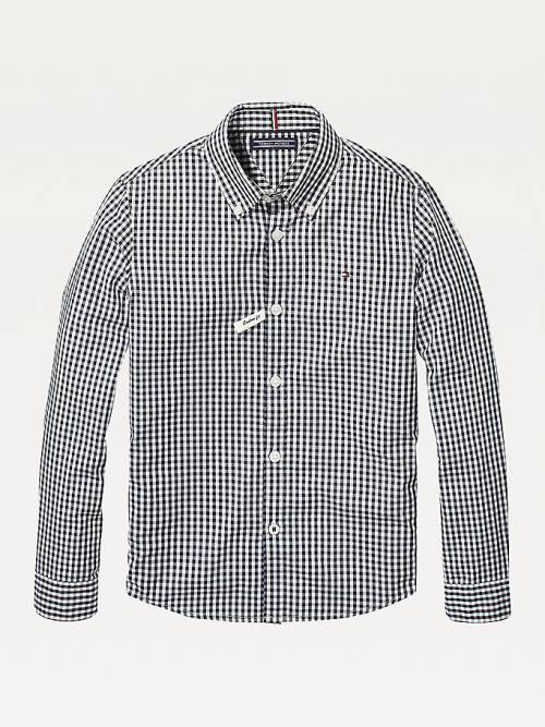 Blue Tommy Hilfiger Long Sleeve Gingham Boys\' Shirts | TH370YIV