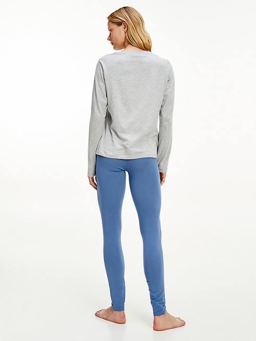 Blue Tommy Hilfiger Long Sleeve Leggings Set Women's Pyjamas | TH351LZW