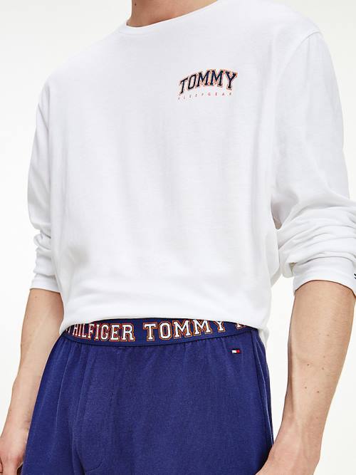 Blue Tommy Hilfiger Long Sleeve Logo Set Men's Pyjamas | TH329TXW