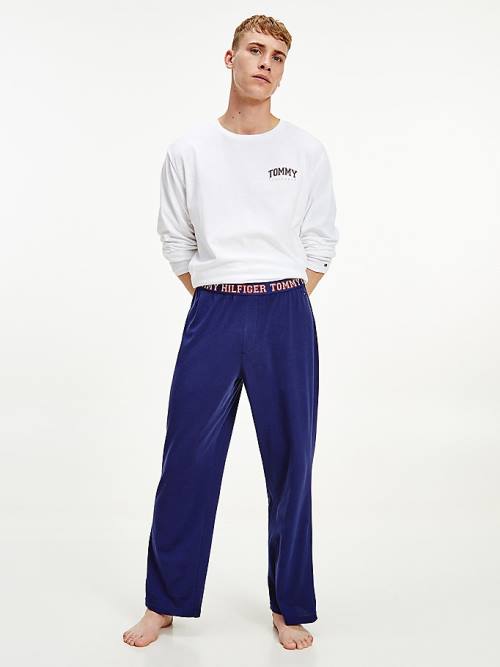 Blue Tommy Hilfiger Long Sleeve Logo Set Men\'s Pyjamas | TH329TXW