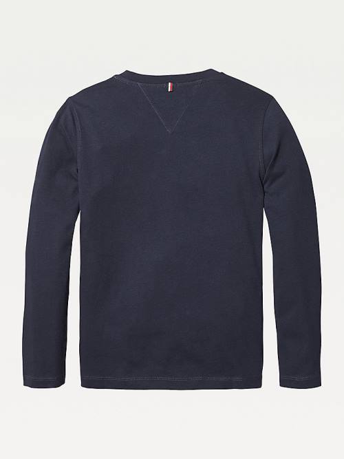 Blue Tommy Hilfiger Long-Sleeve Organic Cotton Boys' T Shirts | TH204XKA