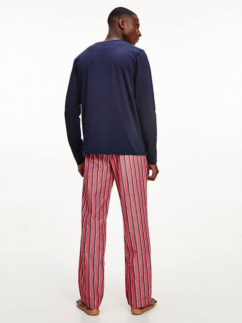 Blue Tommy Hilfiger Long Sleeve Organic Cotton Set Men's Pyjamas | TH759SRG