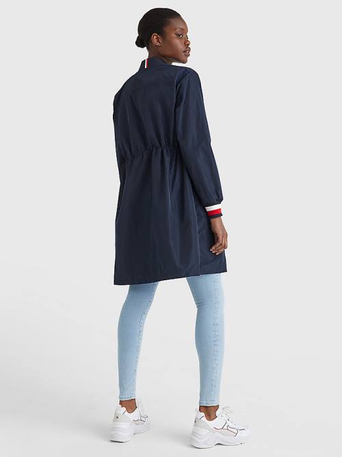 Blue Tommy Hilfiger Longline Bomber Coat Women's Jackets | TH632LYR