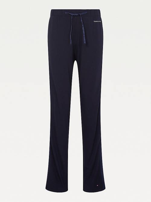 Blue Tommy Hilfiger Lounge Contrast Stripe Stretch Trousers Women's Pyjamas | TH019QEJ