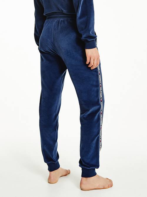 Blue Tommy Hilfiger Lounge Drawstring Velour Joggers Women's Pants | TH671TDN