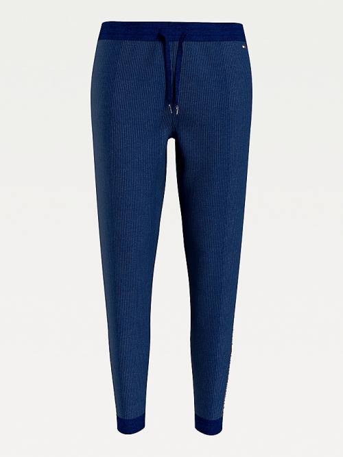 Blue Tommy Hilfiger Lounge Drawstring Velour Joggers Women's Pants | TH671TDN