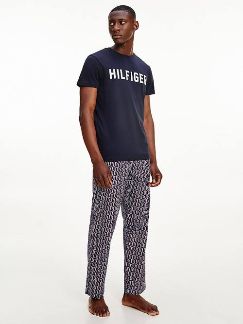 Blue Tommy Hilfiger Lounge Logo Organic Cotton Men\'s Pyjamas | TH157CBL