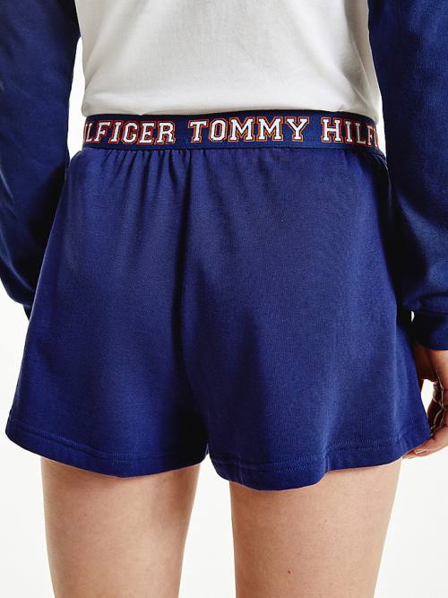 Blue Tommy Hilfiger Lounge Logo Waistband Track Women's Shorts | TH693RNK