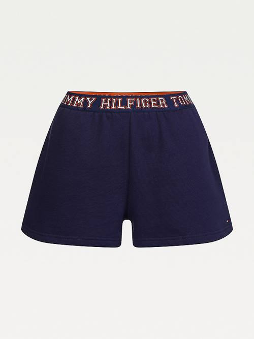 Blue Tommy Hilfiger Lounge Logo Waistband Track Women's Shorts | TH693RNK