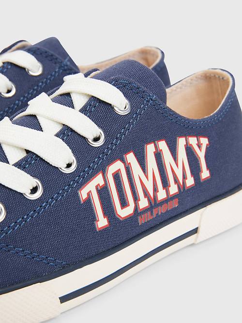 Blue Tommy Hilfiger Low-Top Lace-Up Varsity Girls' Sneakers | TH207HGI