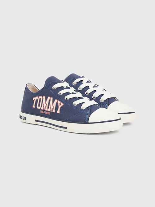 Blue Tommy Hilfiger Low-Top Lace-Up Varsity Girls\' Sneakers | TH207HGI