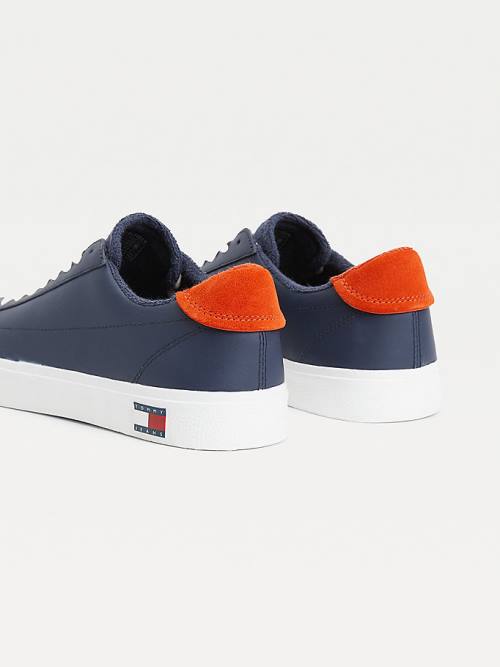 Blue Tommy Hilfiger Low-Top Vulcanised Men's Sneakers | TH789JBR