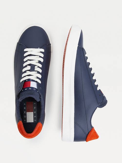 Blue Tommy Hilfiger Low-Top Vulcanised Men's Sneakers | TH789JBR