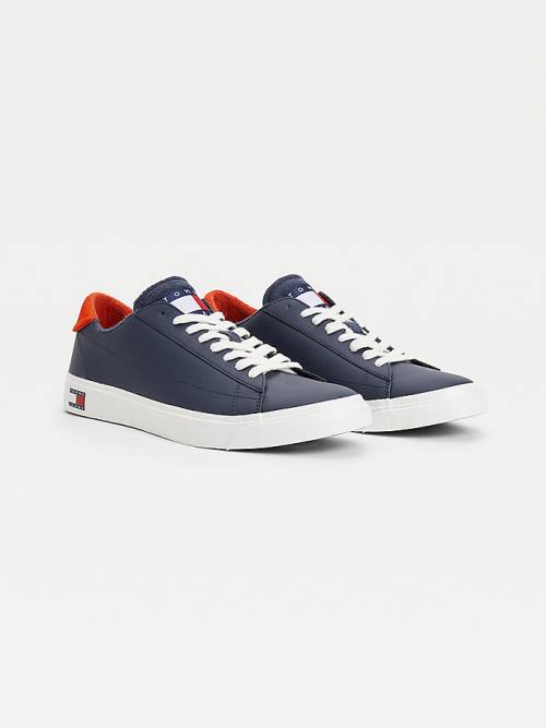 Blue Tommy Hilfiger Low-Top Vulcanised Men\'s Sneakers | TH789JBR