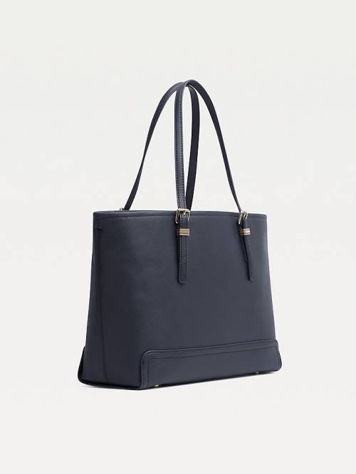 Blue Tommy Hilfiger Medium Monogram Logo Tote Women's Bags | TH974XLY