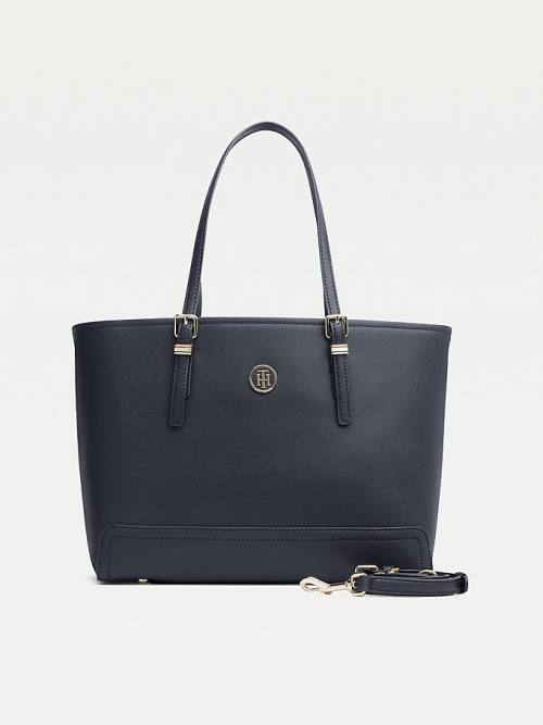 Blue Tommy Hilfiger Medium Monogram Logo Tote Women\'s Bags | TH974XLY