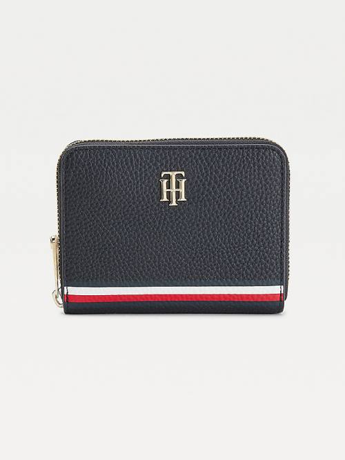 Blue Tommy Hilfiger Medium Signature Zip-Around Women\'s Wallets | TH341TES