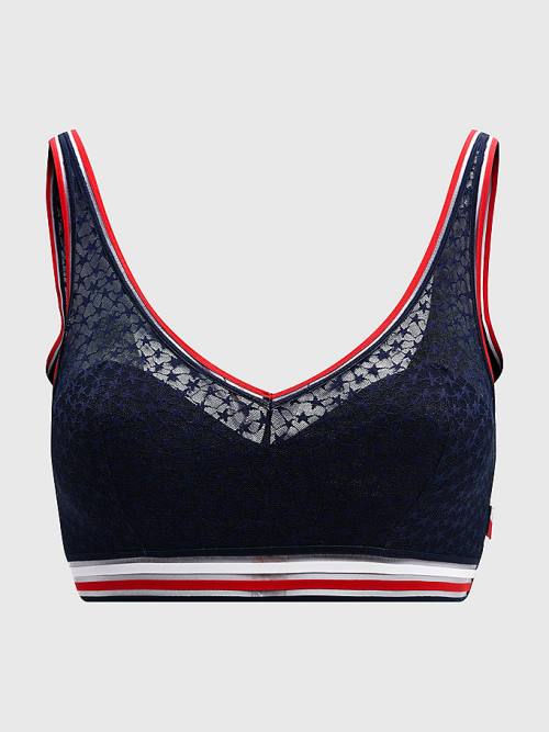 Blue Tommy Hilfiger Mesh Padded Triangle Bralette Women's Underwear | TH132MAP