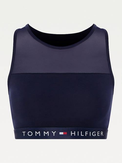 Blue Tommy Hilfiger Mesh Panel Bralette Women's Underwear | TH839BCW