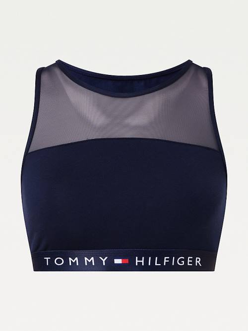 Blue Tommy Hilfiger Mesh Panel Bralette Women's Underwear | TH839BCW