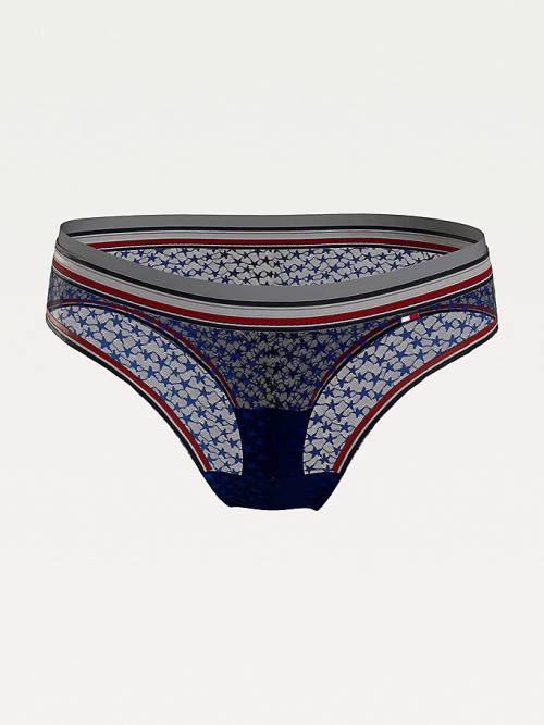 Blue Tommy Hilfiger Mesh Signature Hipster Briefs Women's Underwear | TH021MKF