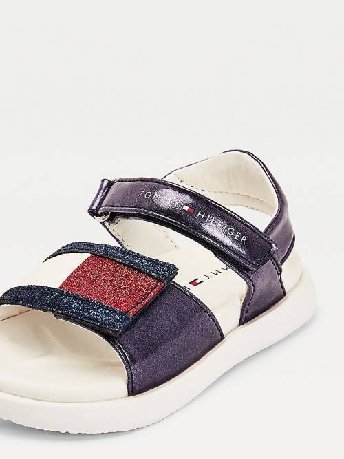 Blue Tommy Hilfiger Metallic Flag Glitter Girls' Sandals | TH689NPJ